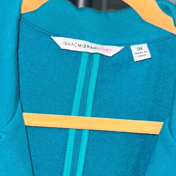 Isaac Mizrahi Live Teal Blue Blazer Jacket Women's 3X Button Front Pockets - Picture 3 of 6